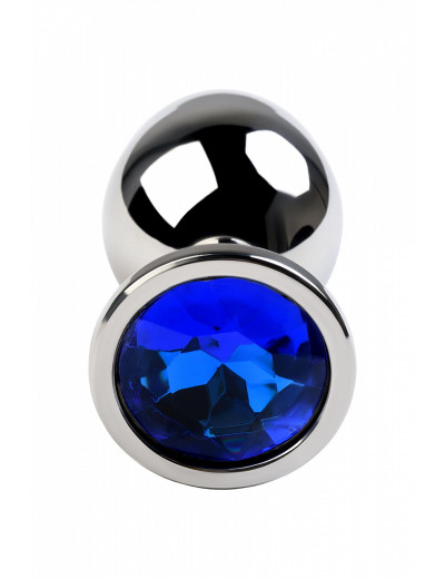 Анальная втулка с кристаллом Medium синий 8 см 717094-6
